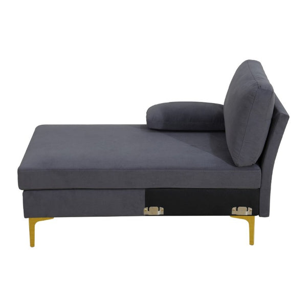 English Elm 99.5 Inch U-Shaped Velvet Sectional with Dual Chaise Gold Legs Living Room Sofa Black Grey B082S00150