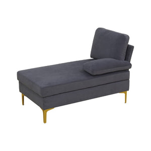 English Elm 99.5 Inch U-Shaped Velvet Sectional with Dual Chaise Gold Legs Living Room Sofa Black Grey B082S00150