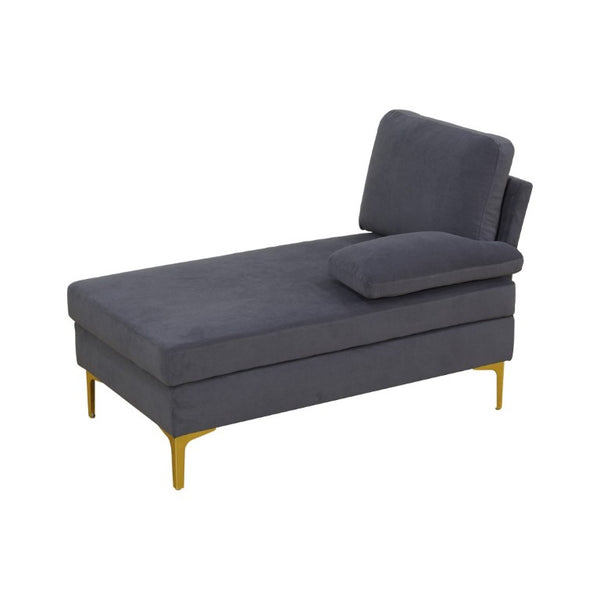 English Elm 99.5 Inch U-Shaped Velvet Sectional with Dual Chaise Gold Legs Living Room Sofa Black Grey B082S00150