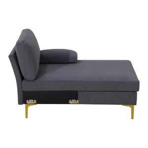 English Elm 99.5 Inch U-Shaped Velvet Sectional with Dual Chaise Gold Legs Living Room Sofa Black Grey B082S00150