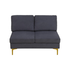 English Elm 99.5 Inch U-Shaped Velvet Sectional with Dual Chaise Gold Legs Living Room Sofa Black Grey B082S00150