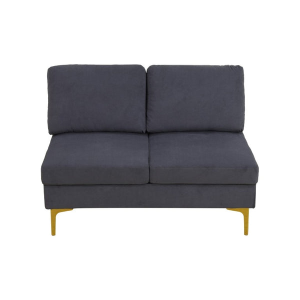 English Elm 99.5 Inch U-Shaped Velvet Sectional with Dual Chaise Gold Legs Living Room Sofa Black Grey B082S00150