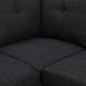 English Elm 69.5 Inch L Shaped Linen Sectional Sofa with Nailhead Trim and Movable Chaise Lounge 2 Pieces Left Chaise B082S00154