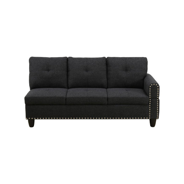 English Elm 69.5 Inch L Shaped Linen Sectional Sofa with Nailhead Trim and Movable Chaise Lounge 2 Pieces Left Chaise B082S00154