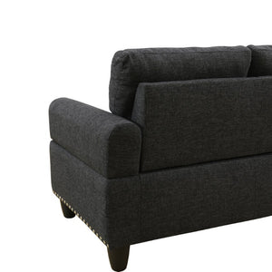 English Elm 69.5 Inch L Shaped Linen Sectional Sofa with Nailhead Trim and Movable Chaise Lounge 2 Pieces Left Chaise B082S00154
