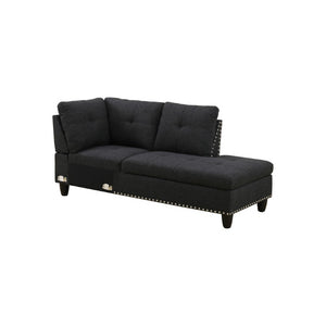 English Elm 69.5 Inch L-Shaped Linen Sectional Sofa with Nail Head Trim and Built-In Cup Holders Black+Grey 97.5 L x 69.5 W x 32.5 H B082S00156