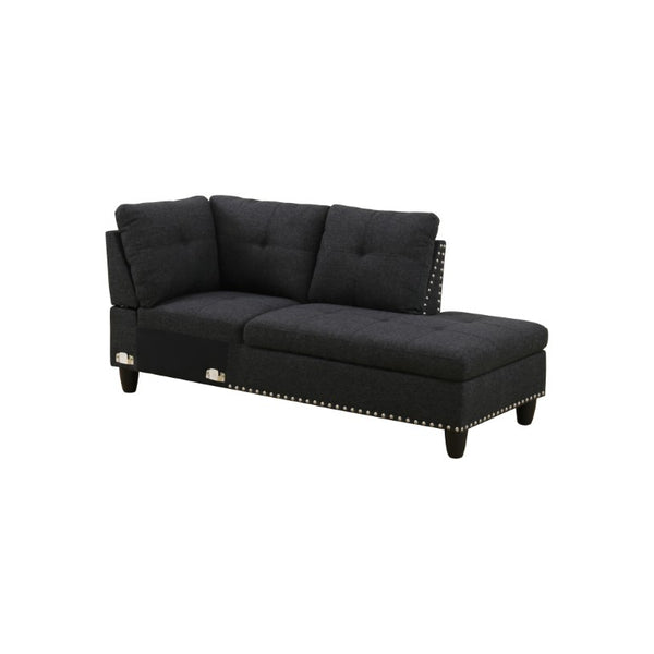 English Elm 69.5 Inch L-Shaped Linen Sectional Sofa with Nail Head Trim and Built-In Cup Holders Black+Grey 97.5 L x 69.5 W x 32.5 H B082S00156