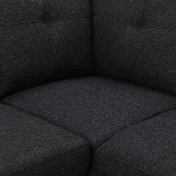 English Elm 69.5 Inch L-Shaped Linen Sectional Sofa with Nail Head Trim and Built-In Cup Holders Black+Grey 97.5 L x 69.5 W x 32.5 H B082S00156