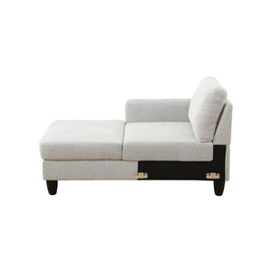 English Elm 69.5 Inch L-Shaped Linen Sectional Sofa with Nail Head Trim and Built-In Cup Holders White+Gray 101.5 L x 55.5 W x 34 H B082S00157