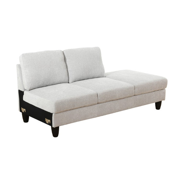 English Elm 69.5 Inch L-Shaped Linen Sectional Sofa with Nail Head Trim and Built-In Cup Holders White+Gray 101.5 L x 55.5 W x 34 H B082S00157