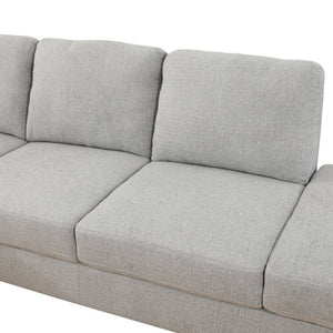 English Elm 69.5 Inch L-Shaped Linen Sectional Sofa with Nail Head Trim and Built-In Cup Holders White+Gray 101.5 L x 55.5 W x 34 H B082S00157