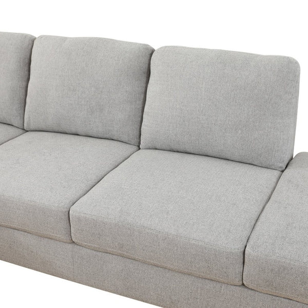 English Elm 69.5 Inch L-Shaped Linen Sectional Sofa with Nail Head Trim and Built-In Cup Holders White+Gray 101.5 L x 55.5 W x 34 H B082S00157