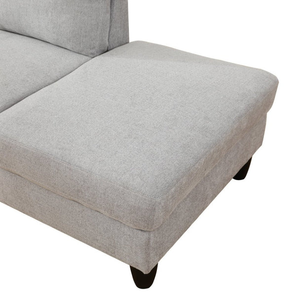 English Elm 69.5 Inch L-Shaped Linen Sectional Sofa with Nail Head Trim and Built-In Cup Holders White+Gray 101.5 L x 55.5 W x 34 H B082S00157