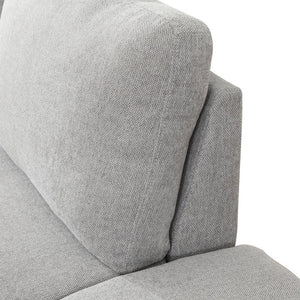 English Elm 69.5 Inch L-Shaped Linen Sectional Sofa with Nail Head Trim and Built-In Cup Holders White+Gray 101.5 L x 55.5 W x 34 H B082S00157