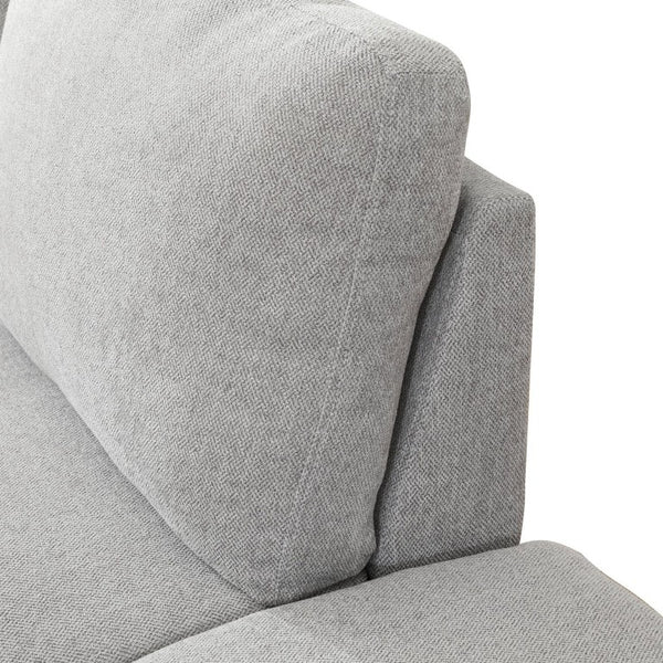 English Elm 69.5 Inch L-Shaped Linen Sectional Sofa with Nail Head Trim and Built-In Cup Holders White+Gray 101.5 L x 55.5 W x 34 H B082S00157