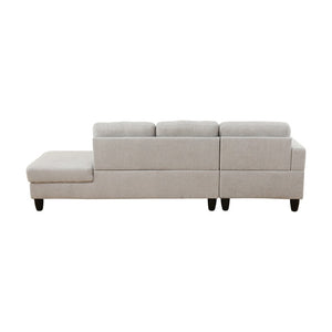 English Elm 69.5 Inch L-Shaped Linen Sectional Sofa with Nail Head Trim and Built-In Cup Holders White+Gray 101.5 L x 55.5 W x 34 H B082S00157