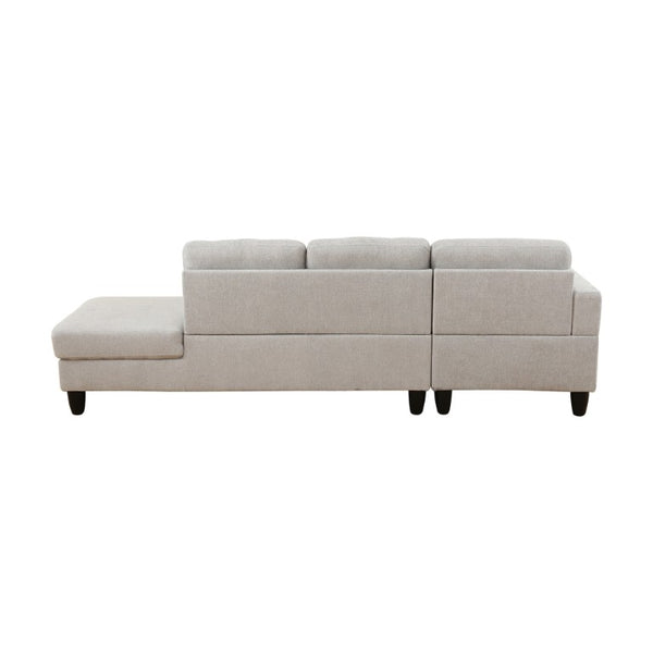 English Elm 69.5 Inch L-Shaped Linen Sectional Sofa with Nail Head Trim and Built-In Cup Holders White+Gray 101.5 L x 55.5 W x 34 H B082S00157