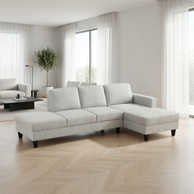 English Elm 101.5 Inch Linen Blend L-Shaped Sectional with Hand-Tied Springs and Modular Ottoman B082S00158