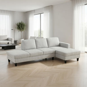 English Elm 101.5 Inch Linen Blend L-Shaped Sectional with Hand-Tied Springs and Modular Ottoman B082S00158