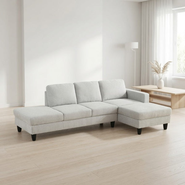 English Elm 101.5 Inch Linen Blend L-Shaped Sectional with Hand-Tied Springs and Modular Ottoman B082S00158