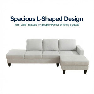 English Elm 101.5 Inch Linen Blend L-Shaped Sectional with Hand-Tied Springs and Modular Ottoman B082S00158