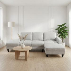 English Elm 101.5 Inch Linen Blend L-Shaped Sectional with Hand-Tied Springs and Modular Ottoman B082S00158