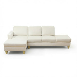 English Elm 101.5 Inch L-Shaped Sectional Sofa with Chaise Ottoman and Hand-Tied Spring Support Beige Linen B082S00159