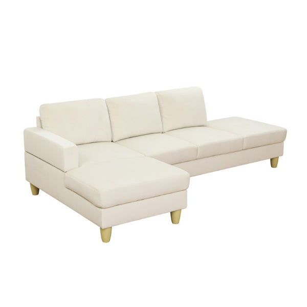 English Elm 101.5 Inch L-Shaped Sectional Sofa with Chaise Ottoman and Hand-Tied Spring Support Beige Linen B082S00159
