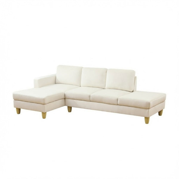 English Elm 101.5 Inch L-Shaped Sectional Sofa with Chaise Ottoman and Hand-Tied Spring Support Beige Linen B082S00159