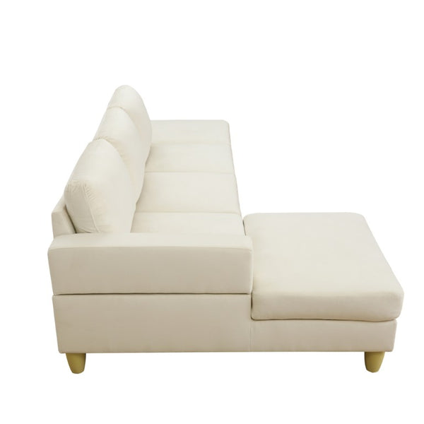 English Elm 101.5 Inch L-Shaped Sectional Sofa with Chaise Ottoman and Hand-Tied Spring Support Beige Linen B082S00159