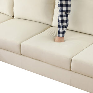English Elm 101.5 Inch L-Shaped Sectional Sofa with Chaise Ottoman and Hand-Tied Spring Support Beige Linen B082S00159