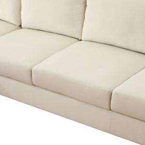 English Elm 101.5 Inch L-Shaped Sectional Sofa with Chaise Ottoman and Hand-Tied Spring Support Beige Linen B082S00159