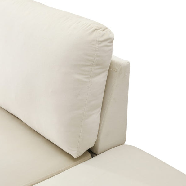 English Elm 101.5 Inch L-Shaped Sectional Sofa with Chaise Ottoman and Hand-Tied Spring Support Beige Linen B082S00159