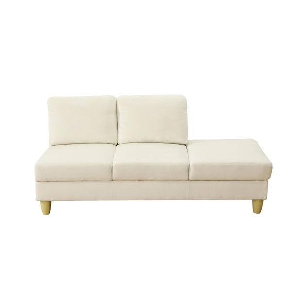 English Elm 101.5 Inch L-Shaped Sectional Sofa with Chaise Ottoman and Hand-Tied Spring Support Beige Linen B082S00159
