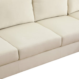 English Elm 101.5 Inch L-Shaped Sectional Sofa with Chaise Ottoman and Tapered Wood Legs Beige Linen B082S00160
