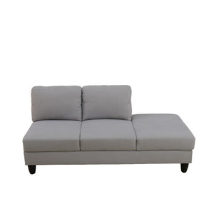 English Elm 101.5 Inch L-Shaped Sectional Sofa with Chaise Ottoman and Tapered Wood Legs Light Grey Cotton Linen B082S00161