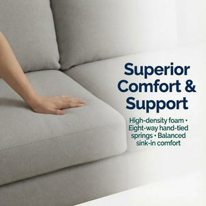 English Elm 101.5 Inch Calico Fabric Sectional Sofa with Chaise Ottoman and Tapered Wood Legs Light Grey Right Chaise B082S00162