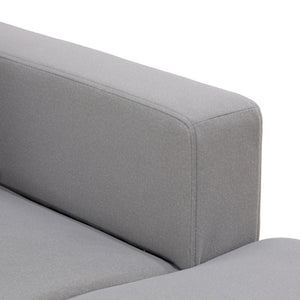 English Elm 101.5 Inch Calico Fabric Sectional Sofa with Chaise Ottoman and Tapered Wood Legs Light Grey Right Chaise B082S00162