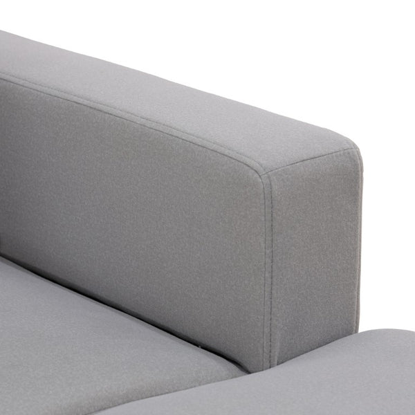 English Elm 101.5 Inch Calico Fabric Sectional Sofa with Chaise Ottoman and Tapered Wood Legs Light Grey Right Chaise B082S00162