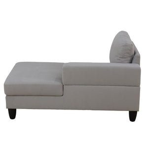 English Elm 101.5 Inch Calico Fabric Sectional Sofa with Chaise Ottoman and Tapered Wood Legs Light Grey Right Chaise B082S00162