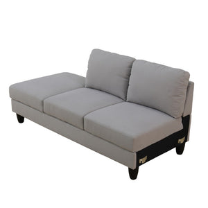 English Elm 101.5 Inch Calico Fabric Sectional Sofa with Chaise Ottoman and Tapered Wood Legs Light Grey Right Chaise B082S00162