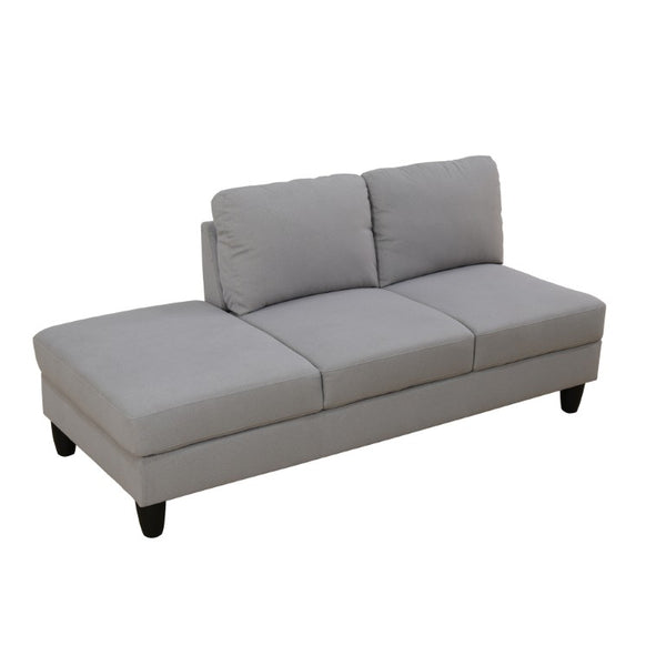 English Elm 101.5 Inch Calico Fabric Sectional Sofa with Chaise Ottoman and Tapered Wood Legs Light Grey Right Chaise B082S00162