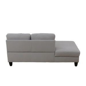 English Elm 101.5 Inch Calico Fabric Sectional Sofa with Chaise Ottoman and Tapered Wood Legs Light Grey Right Chaise B082S00162