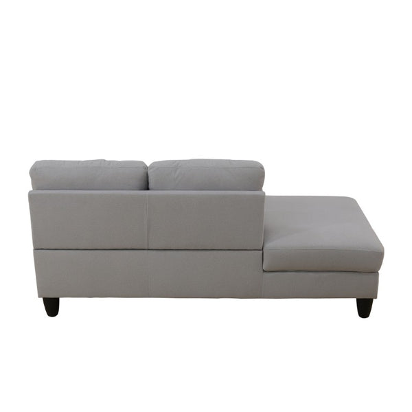 English Elm 101.5 Inch Calico Fabric Sectional Sofa with Chaise Ottoman and Tapered Wood Legs Light Grey Right Chaise B082S00162