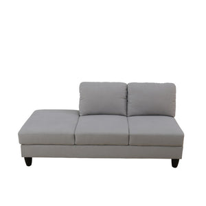 English Elm 101.5 Inch Calico Fabric Sectional Sofa with Chaise Ottoman and Tapered Wood Legs Light Grey Right Chaise B082S00162