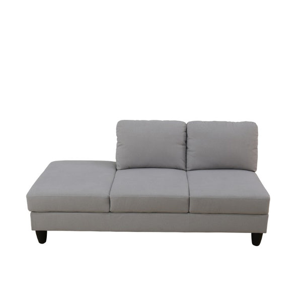English Elm 101.5 Inch Calico Fabric Sectional Sofa with Chaise Ottoman and Tapered Wood Legs Light Grey Right Chaise B082S00162