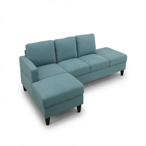 English Elm 101.5 Inch Calico Fabric Sectional Sofa with Chaise Ottoman and Tapered Wood Legs Lake Green Left Chaise B082S00163