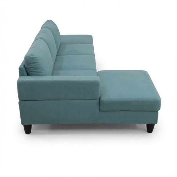 English Elm 101.5 Inch Calico Fabric Sectional Sofa with Chaise Ottoman and Tapered Wood Legs Lake Green Left Chaise B082S00163