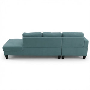 English Elm 101.5 Inch Calico Fabric Sectional Sofa with Chaise Ottoman and Tapered Wood Legs Lake Green Left Chaise B082S00163