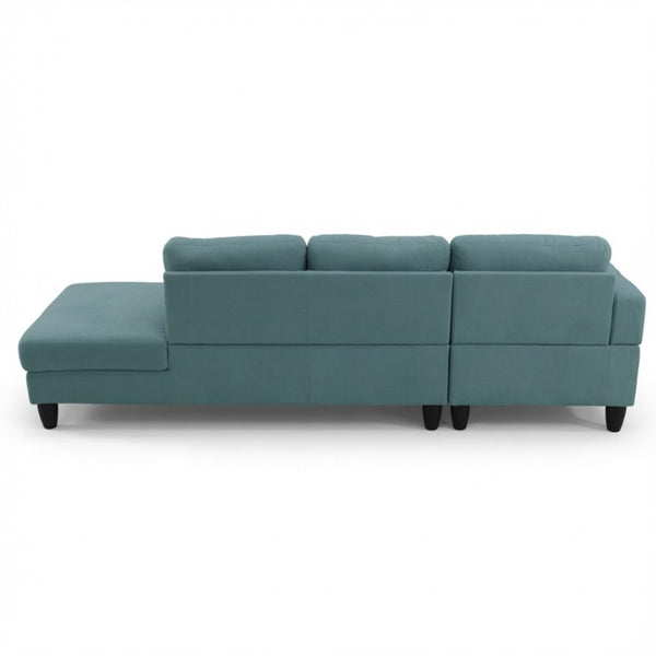 English Elm 101.5 Inch Calico Fabric Sectional Sofa with Chaise Ottoman and Tapered Wood Legs Lake Green Left Chaise B082S00163